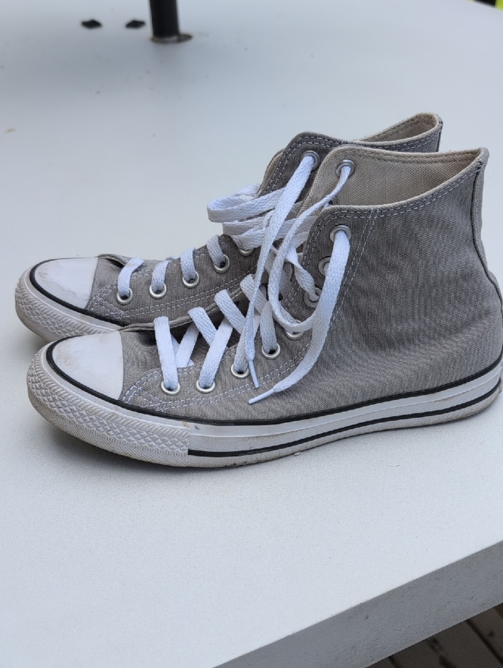 Converse High-Top Sneakers in Beige Canvas with White Accents